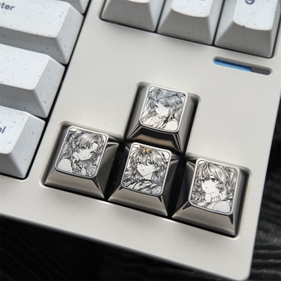 1U ESC / Arrow / WASD Titanium Alloy Artisan Keycaps Precision Pointillism + Anodizing for Mechanical Keyboard -Cartethyia / Augusta / Carlotta / Iuno 